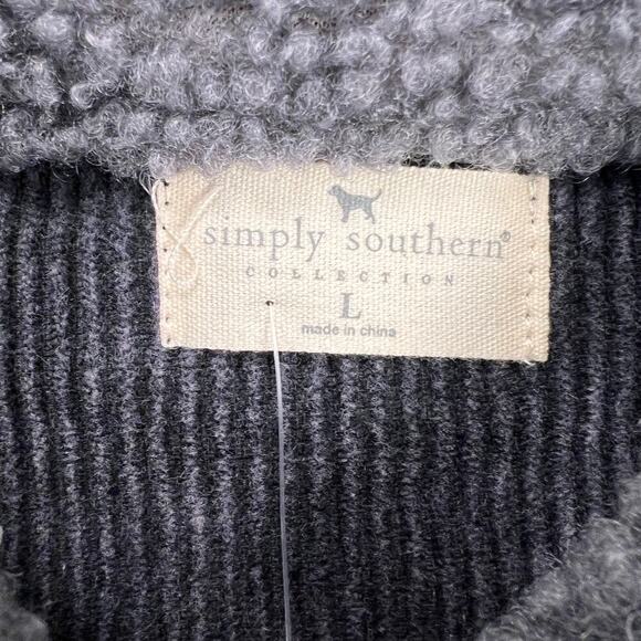 Simply Southern Gray Acid Wash Corduroy Jacket Sherpa Collar Distressed Size L - Picture 3 of 13